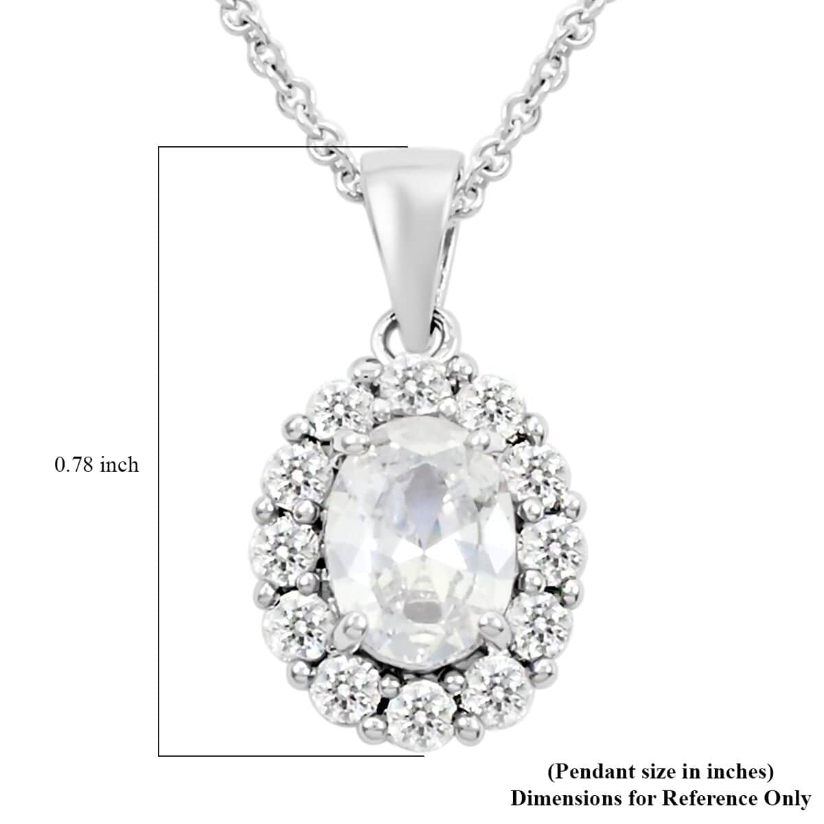 Simulated Diamond Pendant Necklace 18 Inches in Silvertone image number 5