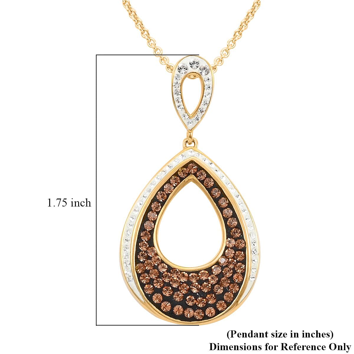 Champagne and White Color Austrian Crystal Pendant Necklace 18 Inches in 14K Goldtone Over image number 6