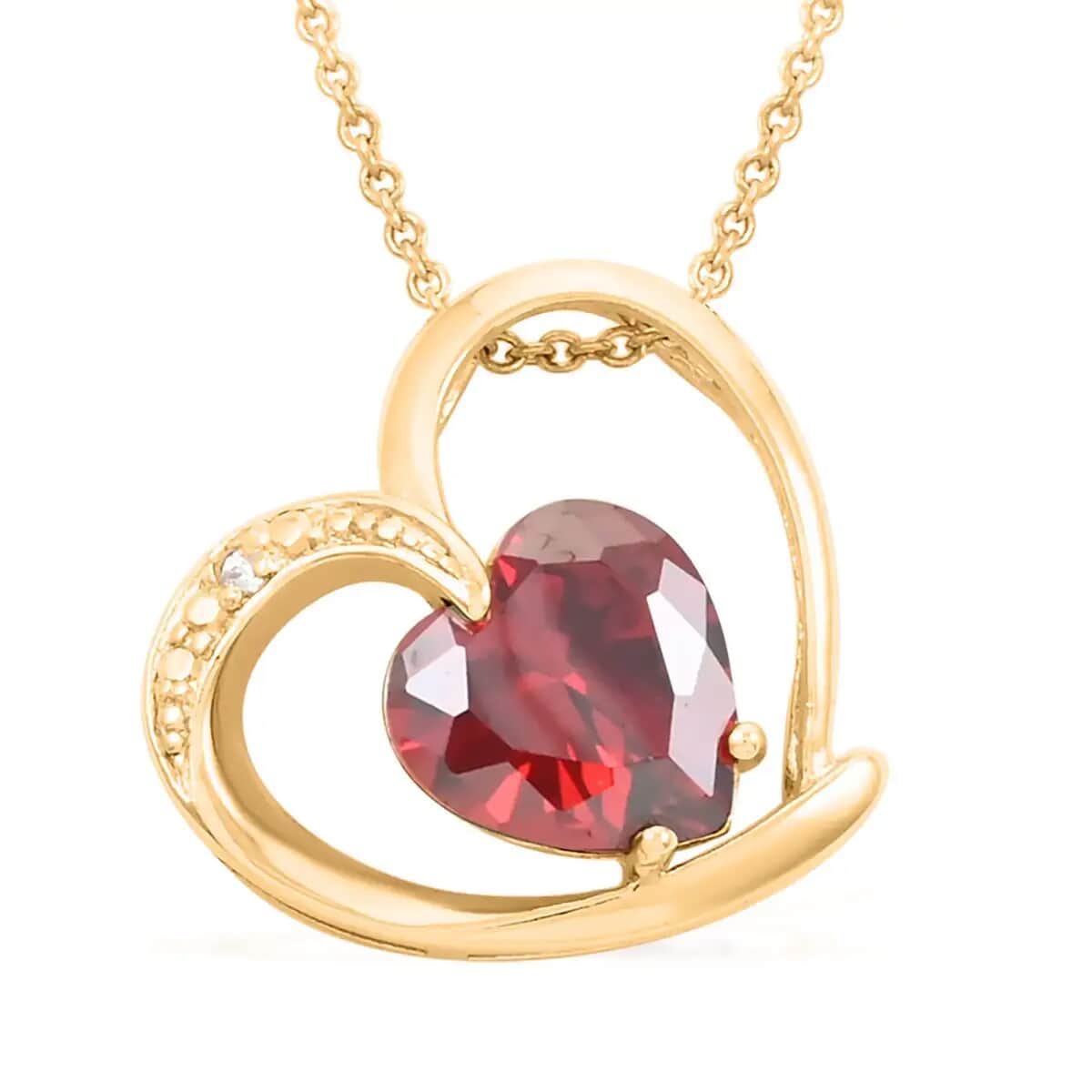 Red and White Austrian Crystal Heart Pendant Necklace 18 Inches in 14K Gold Over image number 0