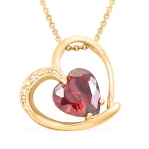 Red and White Austrian Crystal Heart Pendant Necklace 18 Inches in Goldtone