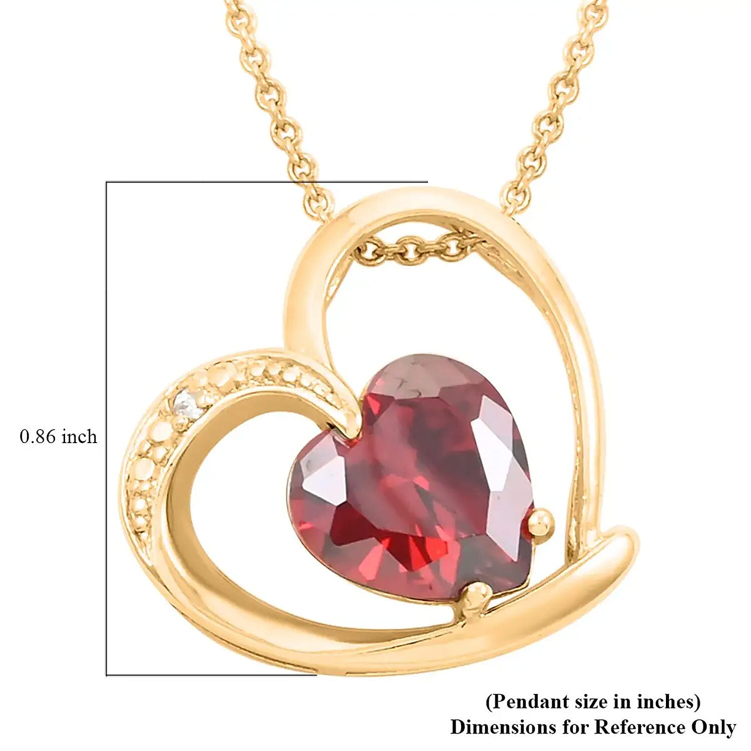 Red and White Austrian Crystal Heart Pendant Necklace 18 Inches in Goldtone