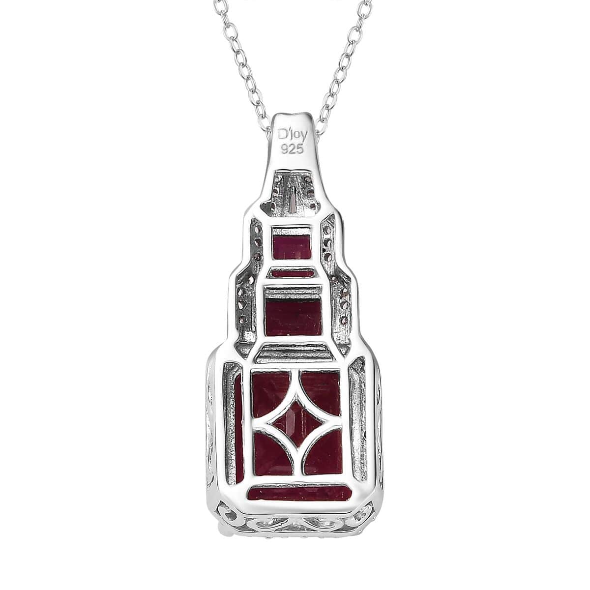 Niassa Ruby (FF) and White Zircon Pendant Necklace 20 Inches in Platinum Over Sterling Silver 8.90 ctw image number 4
