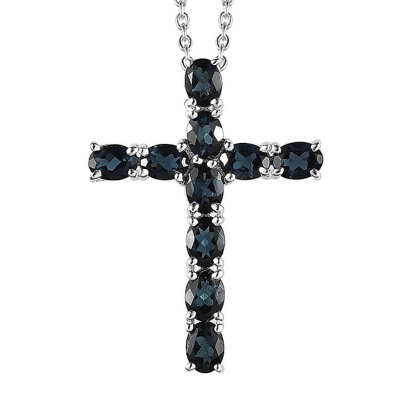Premium Monte Belo Indicolite 1.70 ctw Pendant Necklace in Rhodium Over Sterling Silver 20 Inches