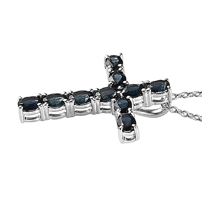 Premium Monte Belo Indicolite 1.70 ctw Pendant Necklace in Rhodium Over Sterling Silver 20 Inches