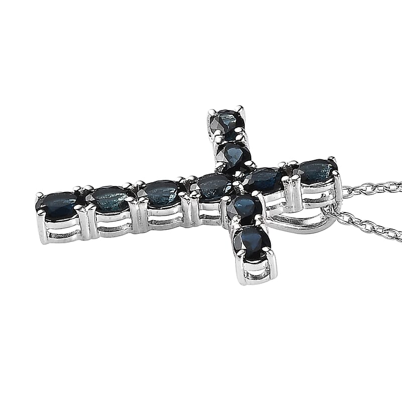 Premium Monte Belo Indicolite 1.70 ctw Pendant Necklace in Rhodium Over Sterling Silver 20 Inches