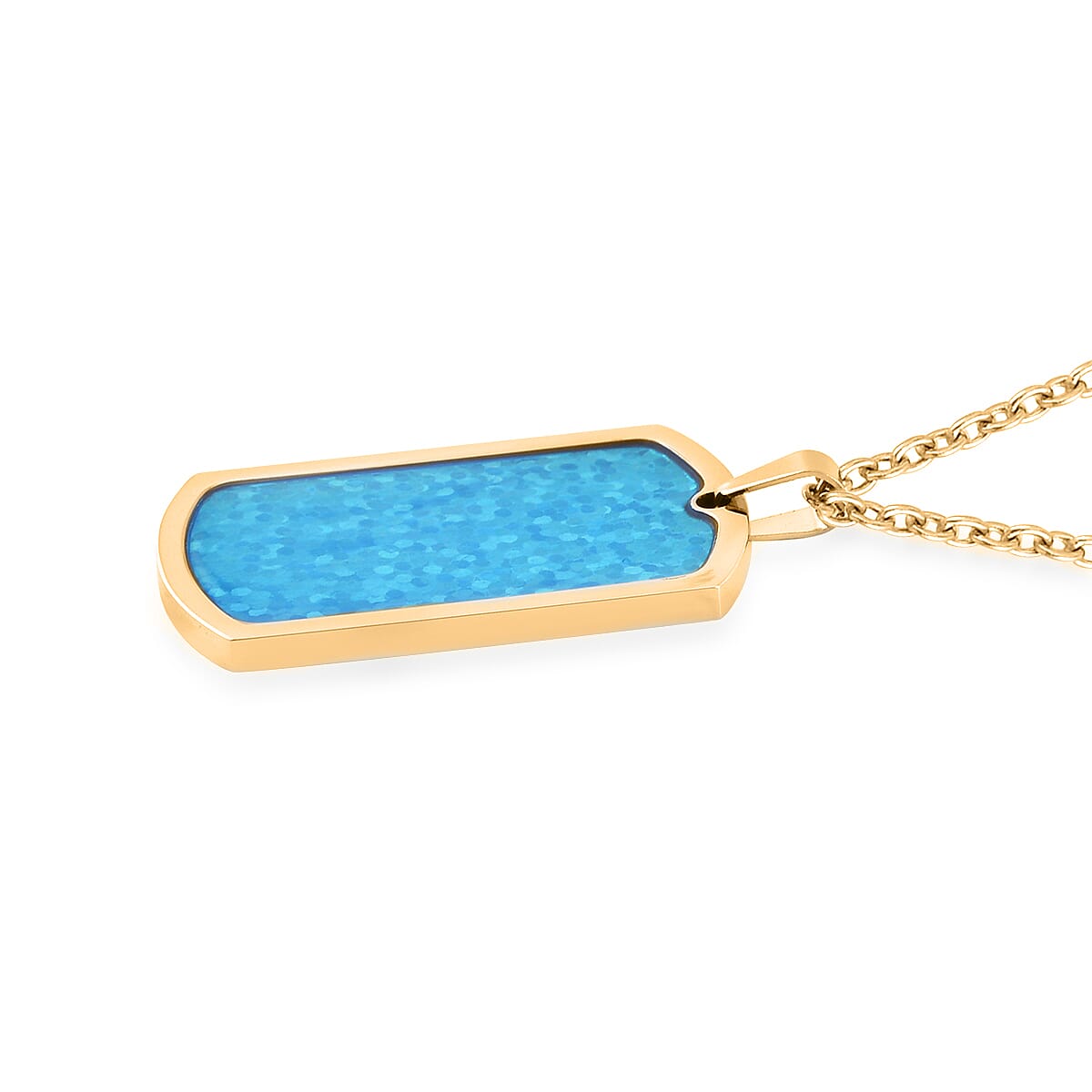 Enameled Men's Ring (Size 13.00) and Pendant Necklace 20 Inches in ION Plated YG Stainless Steel