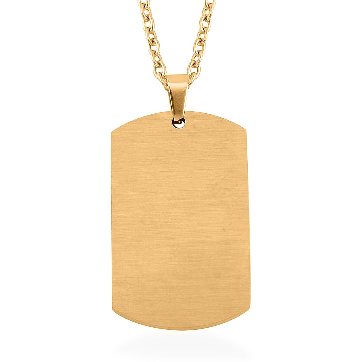 Enameled Men's Ring (Size 13.00) and Pendant Necklace 20 Inches in ION Plated YG Stainless Steel