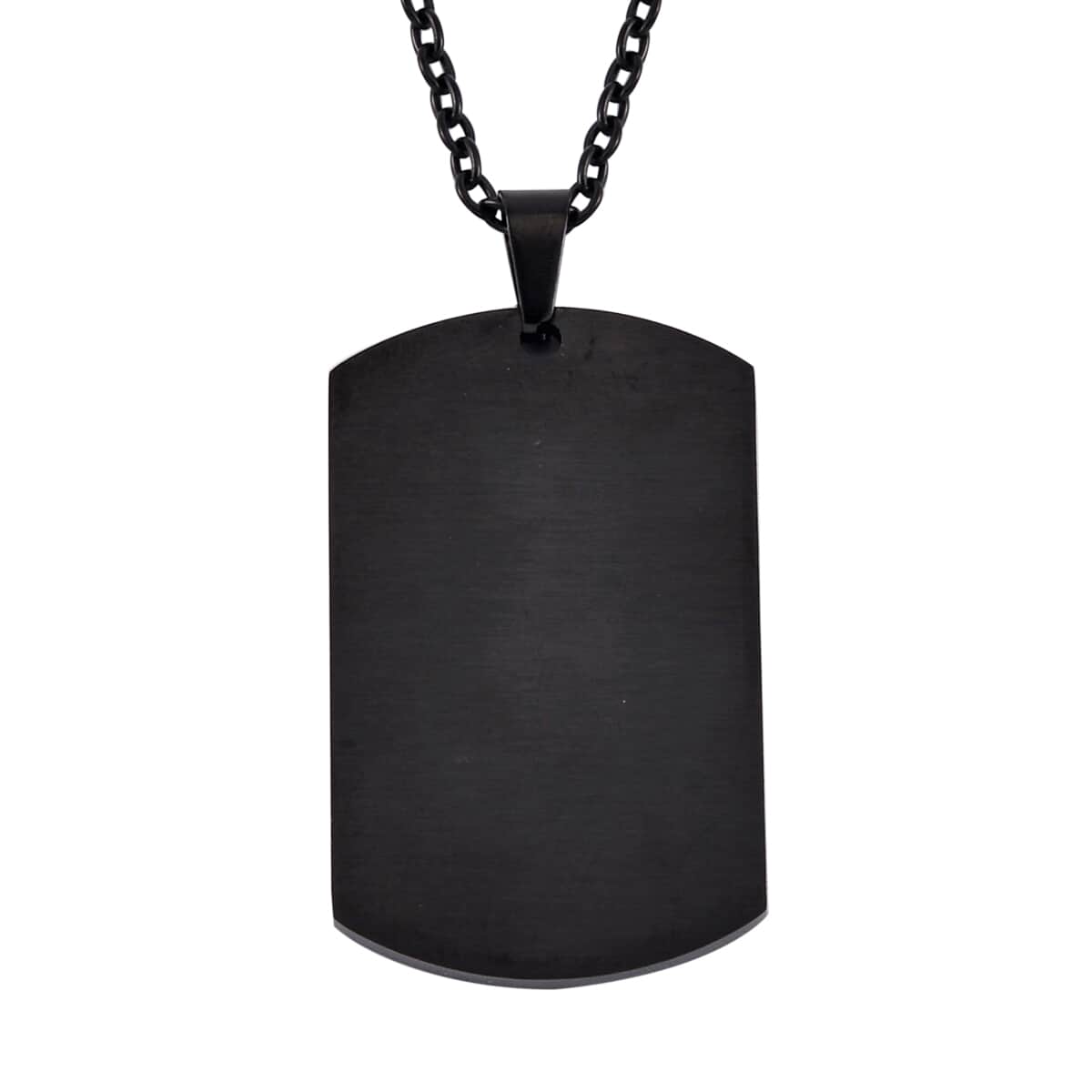 Enameled Men's Ring (Size 11.00) and Pendant Necklace 20 Inches in ION Plated Black Stainless Steel image number 7