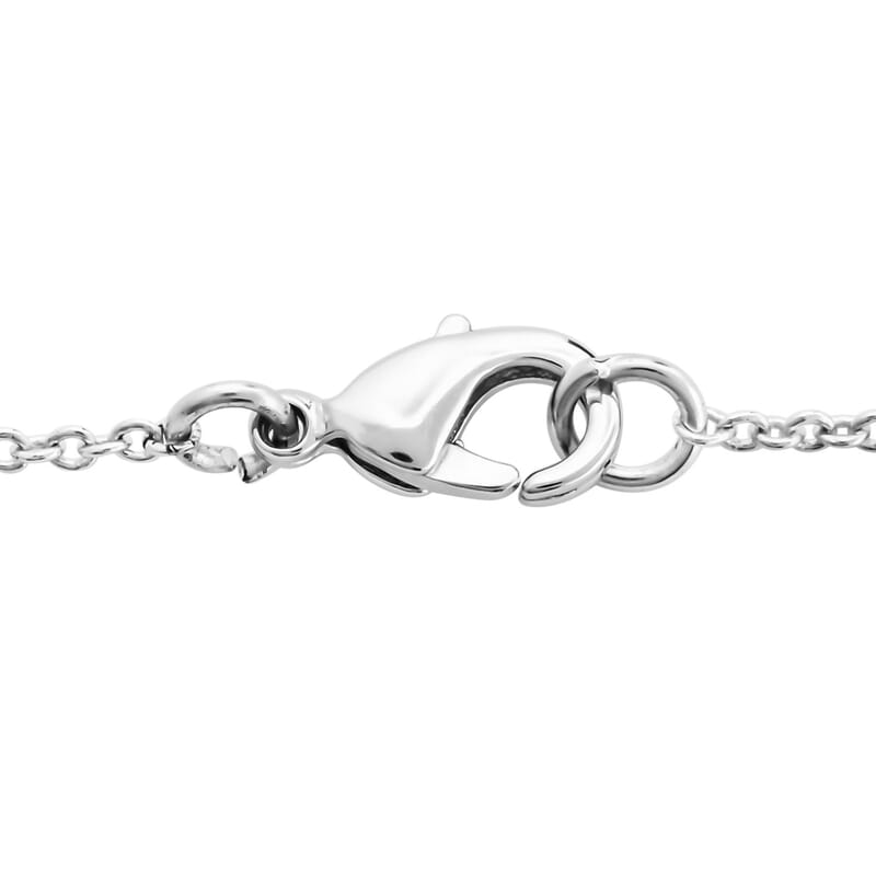 Simulated Diamond Cross Pendant Necklace 18 Inches in Silvertone