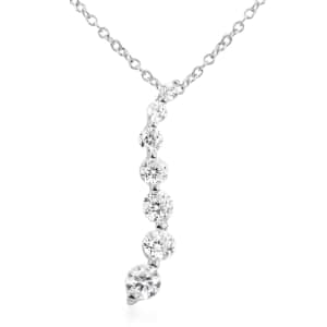 Simulated Diamond Pendant Necklace 18 Inches Silvertone
