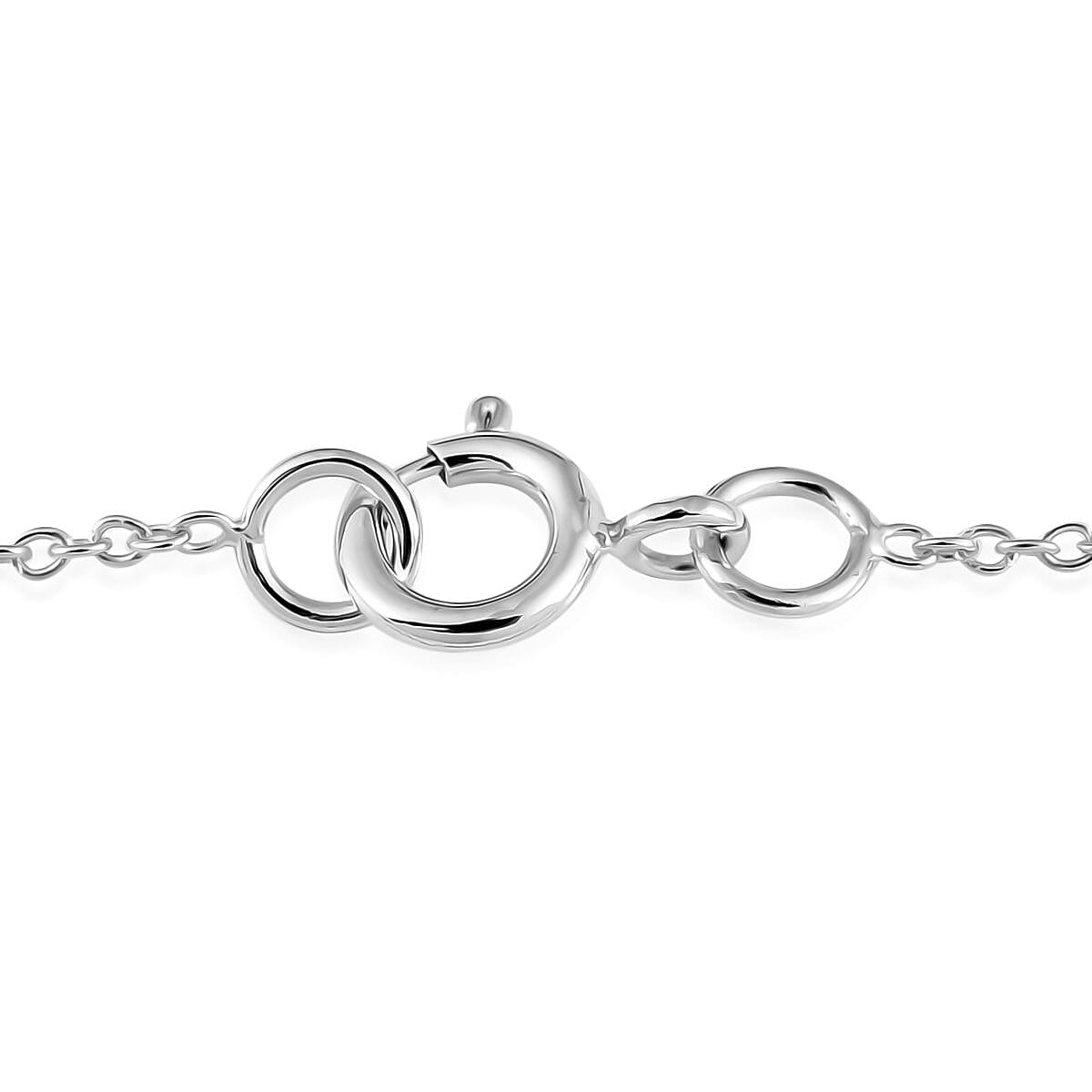 Simulated Diamond Pendant Necklace 18 Inches Silvertone