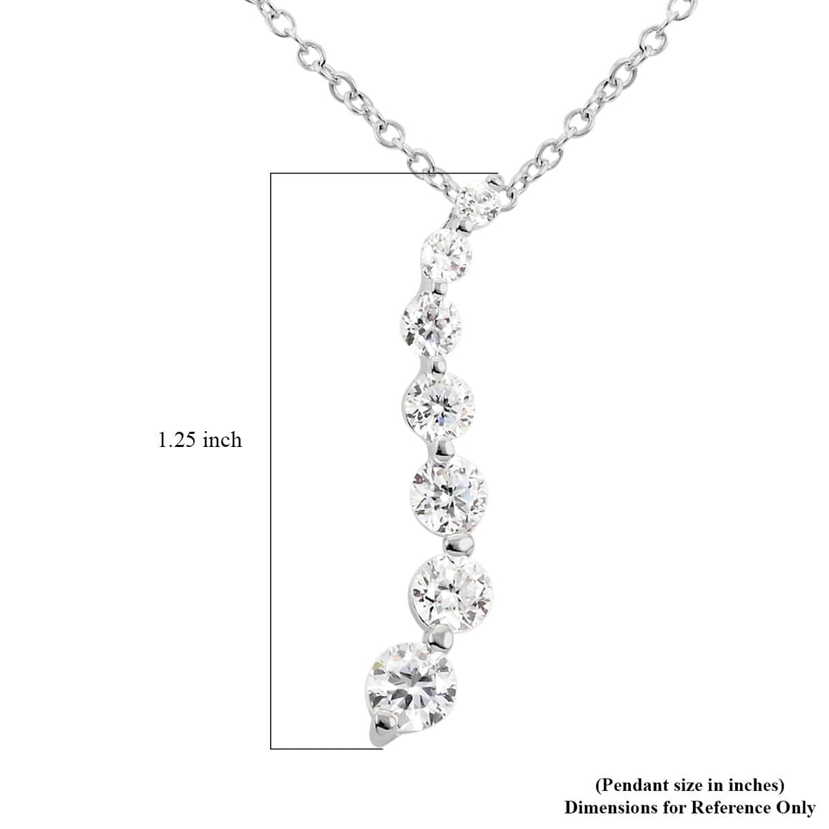 Simulated Diamond Pendant Necklace 18 Inches Silvertone image number 5