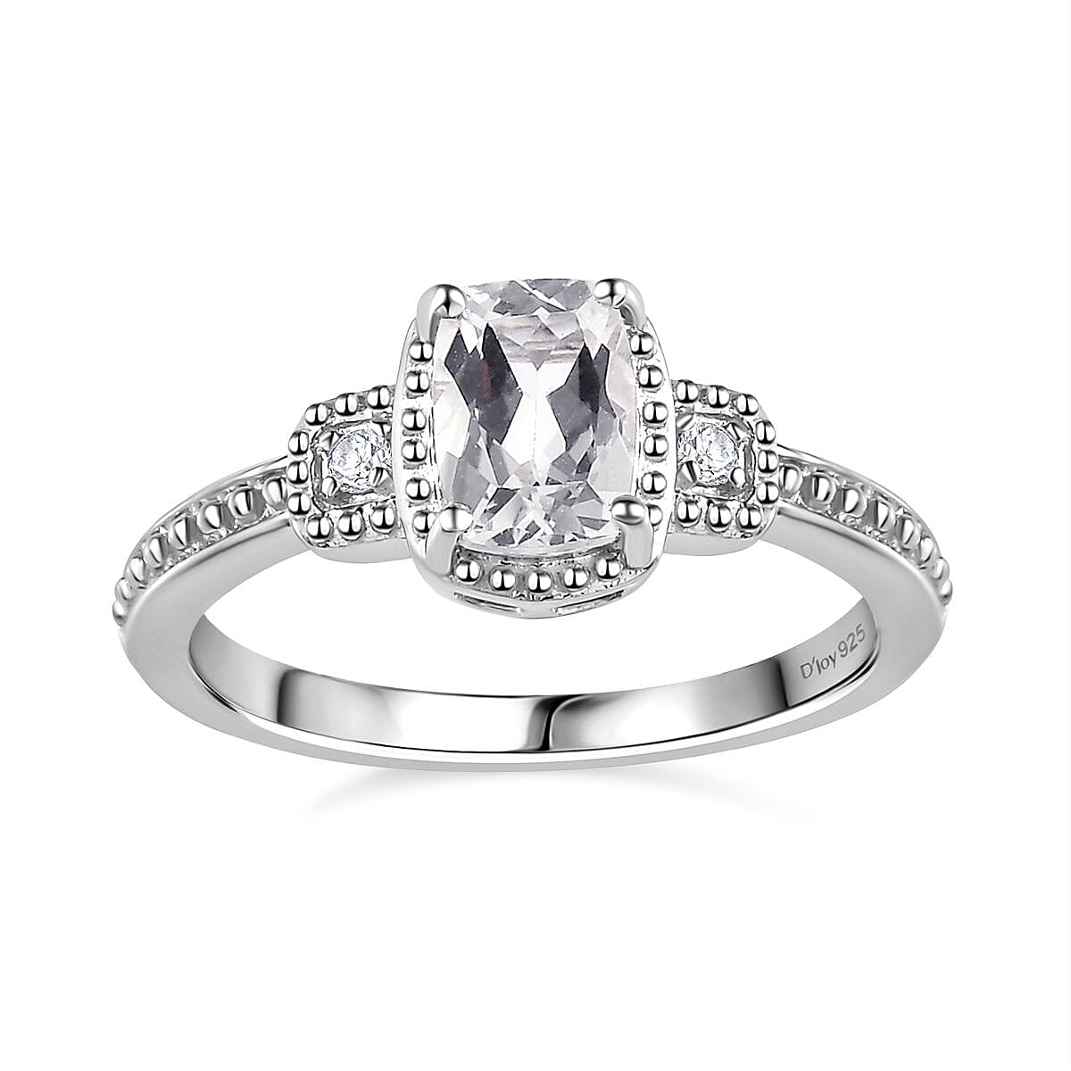 White Topaz and White Sapphire Halo Earrings, Ring (Size 7.0) and Pendant in Platinum Over Sterling Silver with Stainless Steel Necklace 20 Inches 3.75 ctw