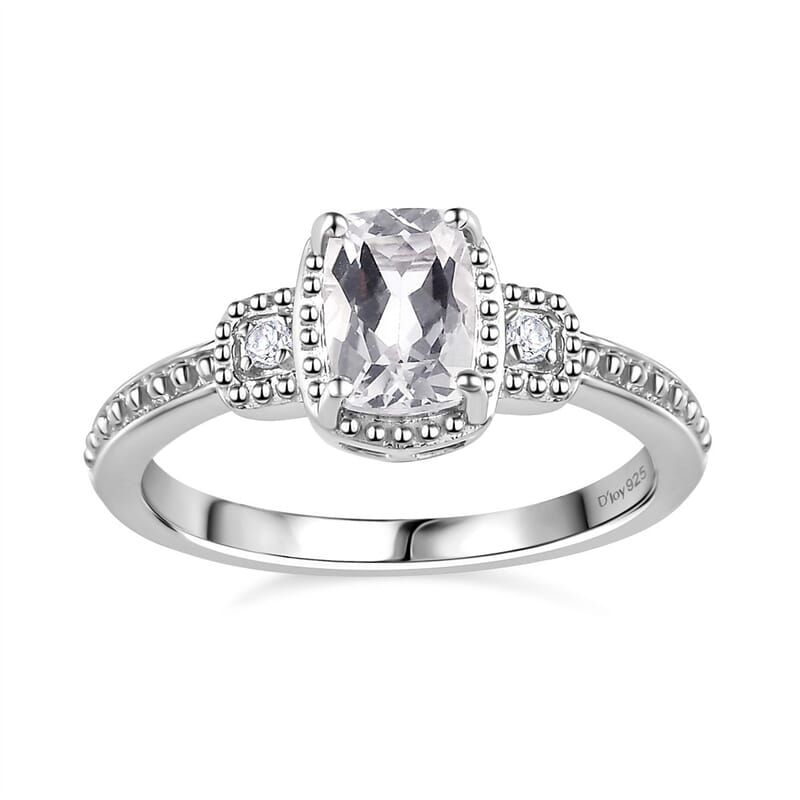 White Topaz and White Sapphire Halo Earrings, Ring (Size 7.0) and Pendant in Platinum Over Sterling Silver with Stainless Steel Necklace 20 Inches 3.75 ctw