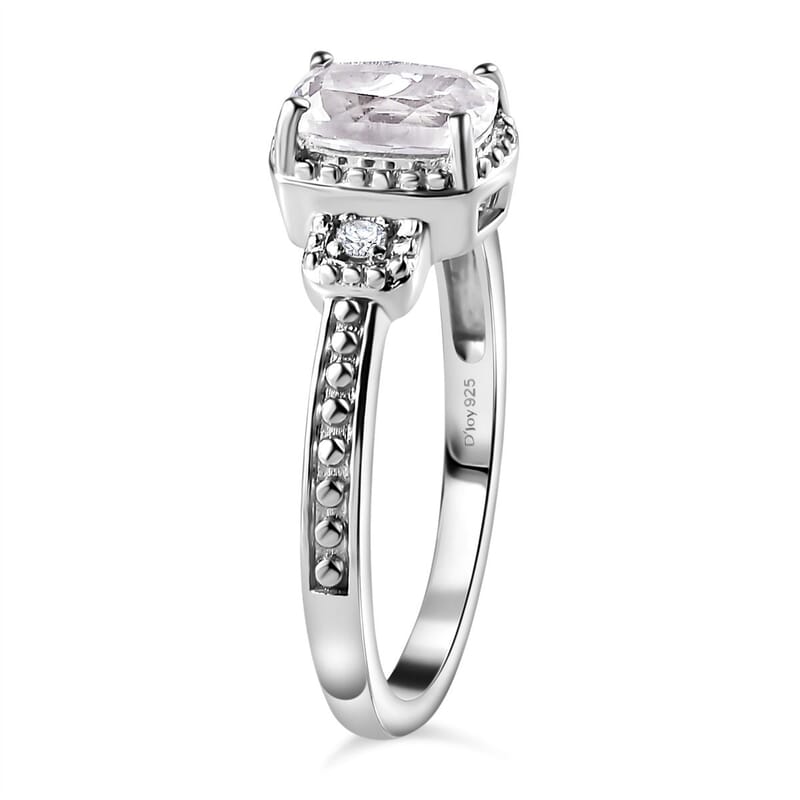 White Topaz and White Sapphire Halo Earrings, Ring (Size 7.0) and Pendant in Platinum Over Sterling Silver with Stainless Steel Necklace 20 Inches 3.75 ctw