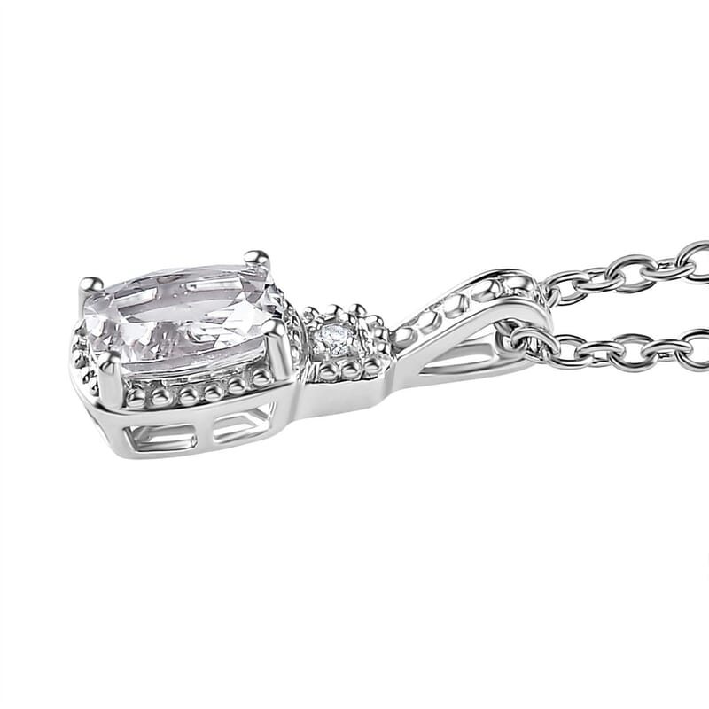 White Topaz and White Sapphire Halo Earrings, Ring (Size 7.0) and Pendant in Platinum Over Sterling Silver with Stainless Steel Necklace 20 Inches 3.75 ctw