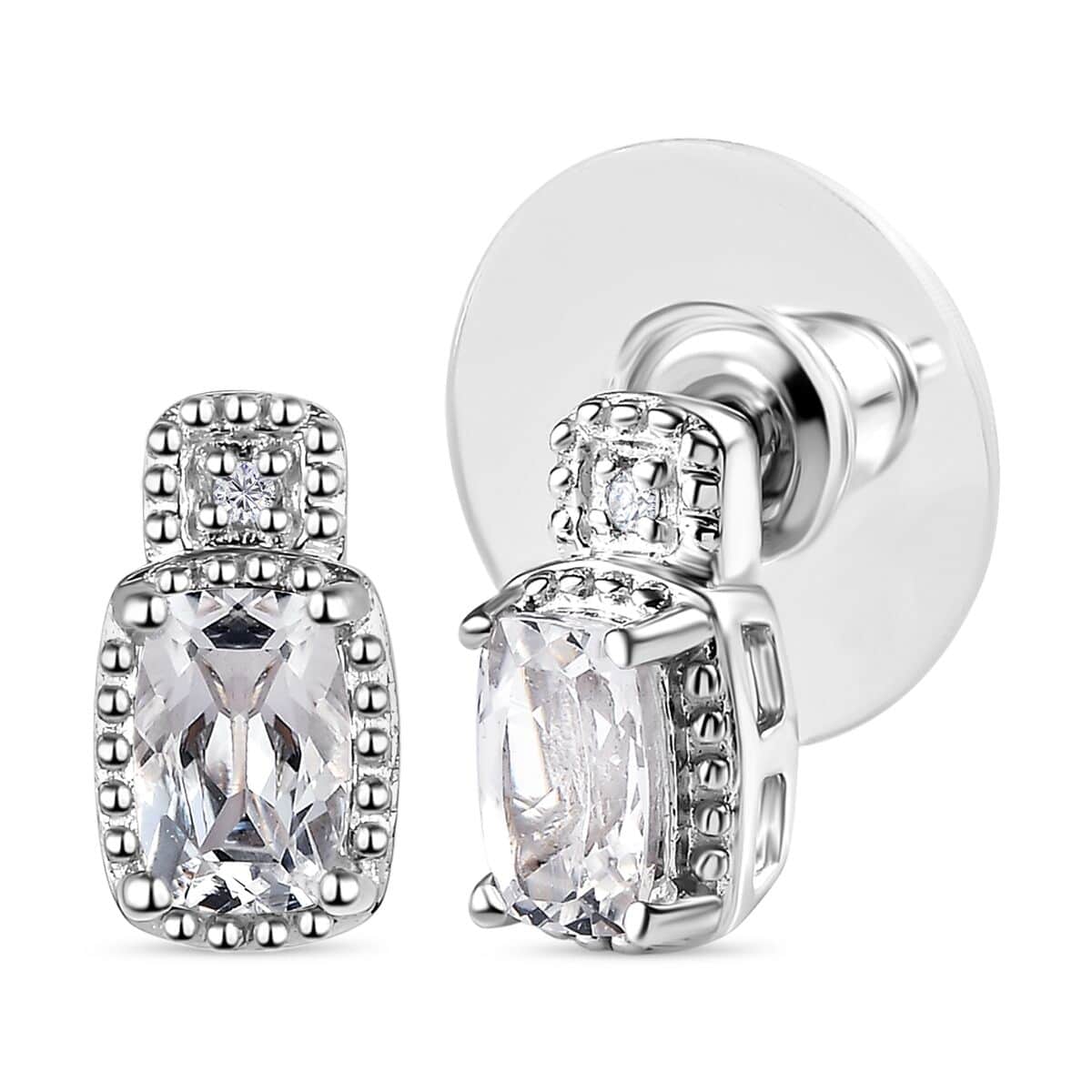 White Topaz and White Sapphire Halo Earrings, Ring (Size 7.0) and Pendant in Platinum Over Sterling Silver with Stainless Steel Necklace 20 Inches 3.75 ctw image number 7