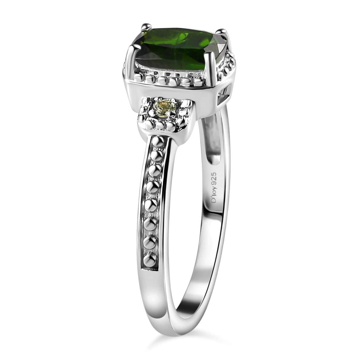 Chrome Diopside and Green Sapphire 3.40 ctw Stud Earrings, Ring (Size 7.0) and Pendant in Platinum Over Sterling Silver with Stainless Steel Necklace 20 Inches image number 4