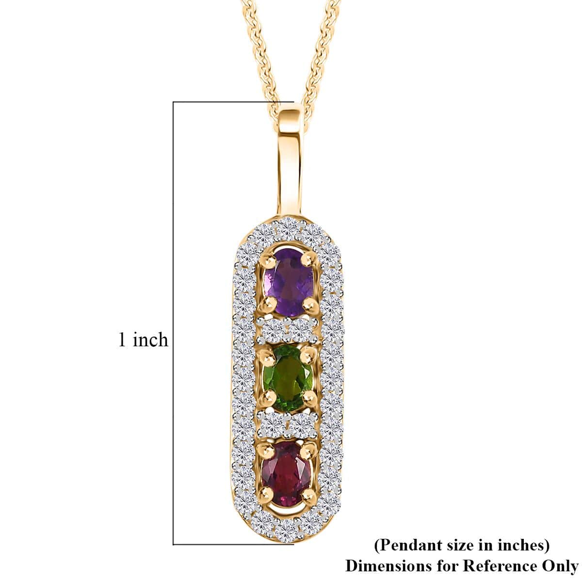 Mother’s Day Gift Multi Gemstone Statement Medallion Pendant Necklace 20 Inches in Vermeil Yellow Gold Over Sterling Silver 0.90 ctw image number 6
