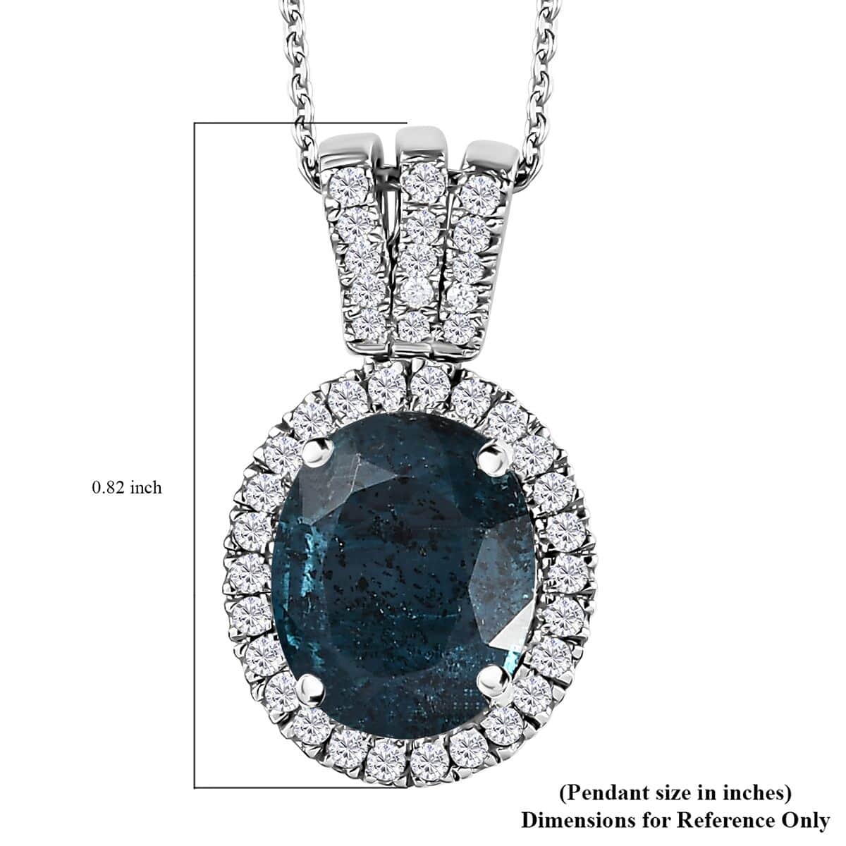 Indigo Kyanite and Moissanite Halo Pendant Necklace 20 Inches in Platinum Over Sterling Silver 4.40 ctw image number 5