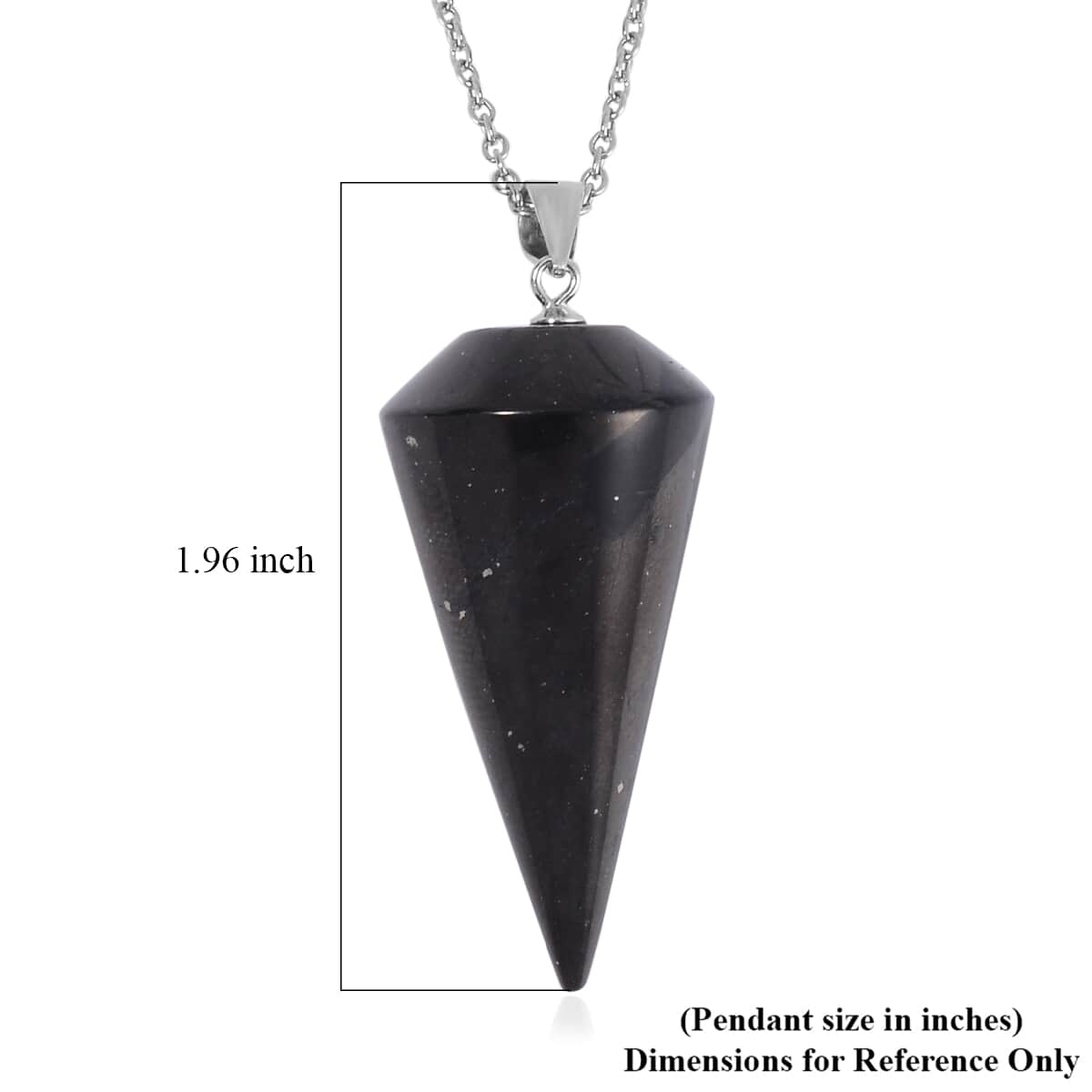 Shungite Pendulum Pendant in Rhodium Over Sterling Silver with Stainless Steel Necklace 20 Inches 43.00 ctw image number 4