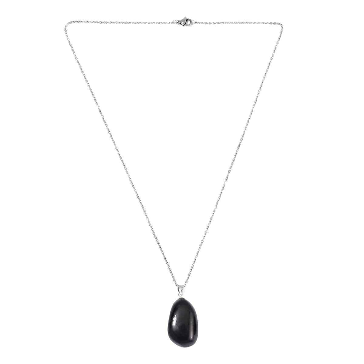 Shungite Earrings and Pendant in Rhodium Over Sterling Silver with Stainless Steel Necklace 20 Inches 162.50 ctw image number 2