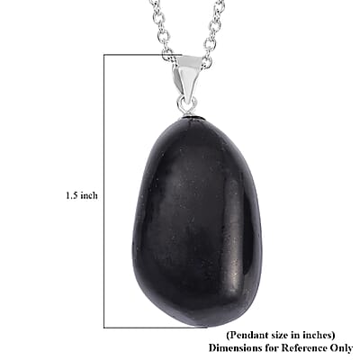 Shungite Earrings and Pendant in Rhodium Over Sterling Silver with Stainless Steel Necklace 20 Inches 162.50 ctw