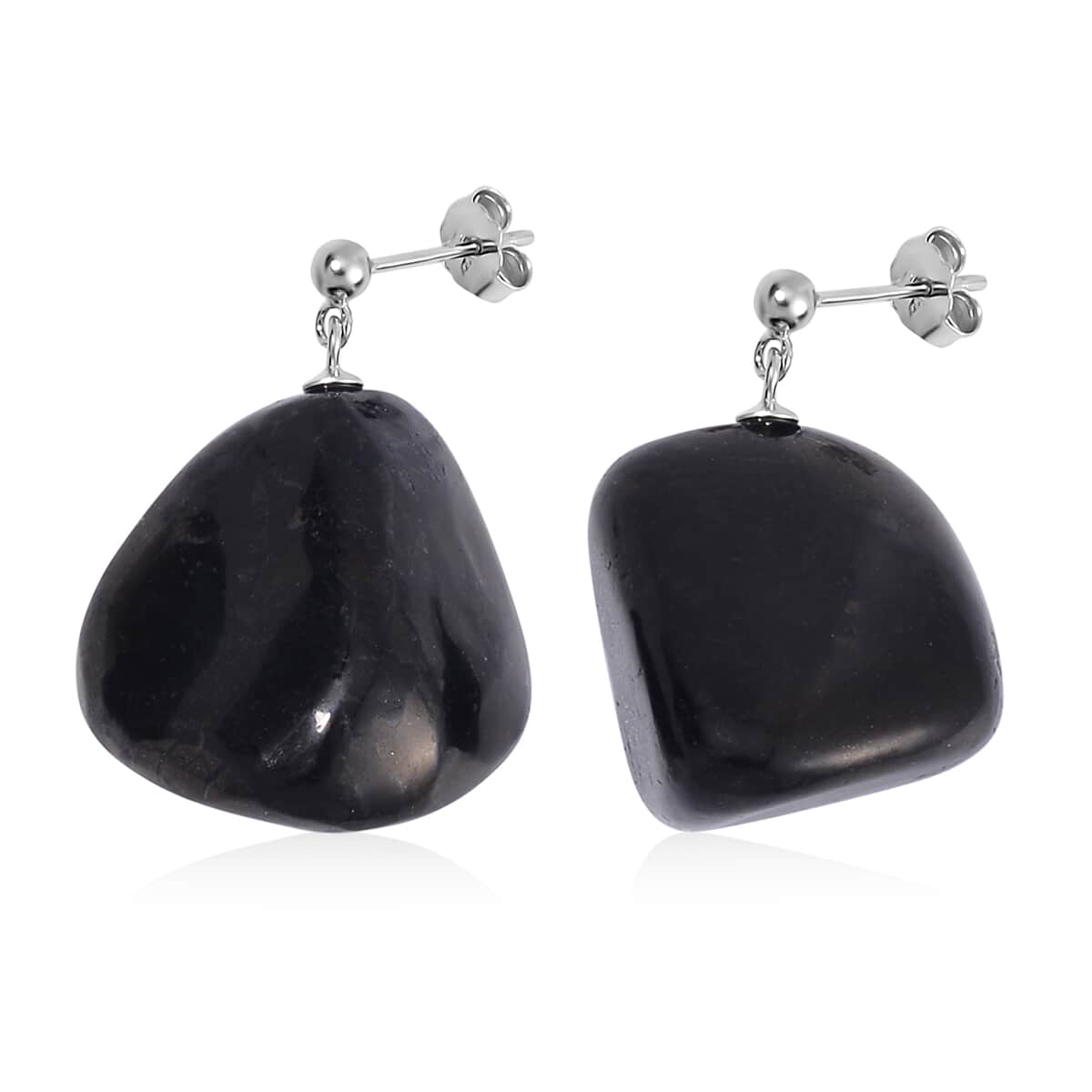 Shungite Earrings and Pendant in Rhodium Over Sterling Silver with Stainless Steel Necklace 20 Inches 162.50 ctw image number 6