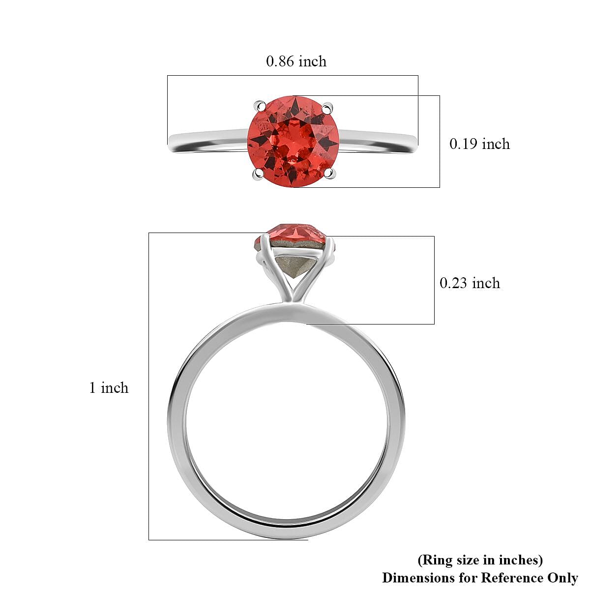 Designer Premium Padparasha Austrian Crystal, Simulated Diamond Set of 2 Ring in Sterling Silver (Size 5.0) 0.30 ctw