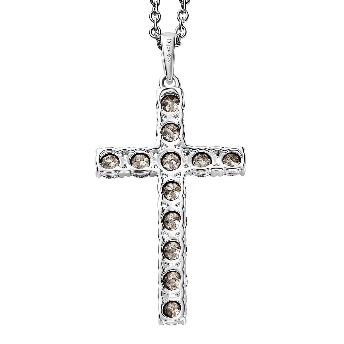 Designer Premium Austrian Crystal Cross Pendant in Sterling Silver with Stainless Steel Necklace 20 Inches image number 3