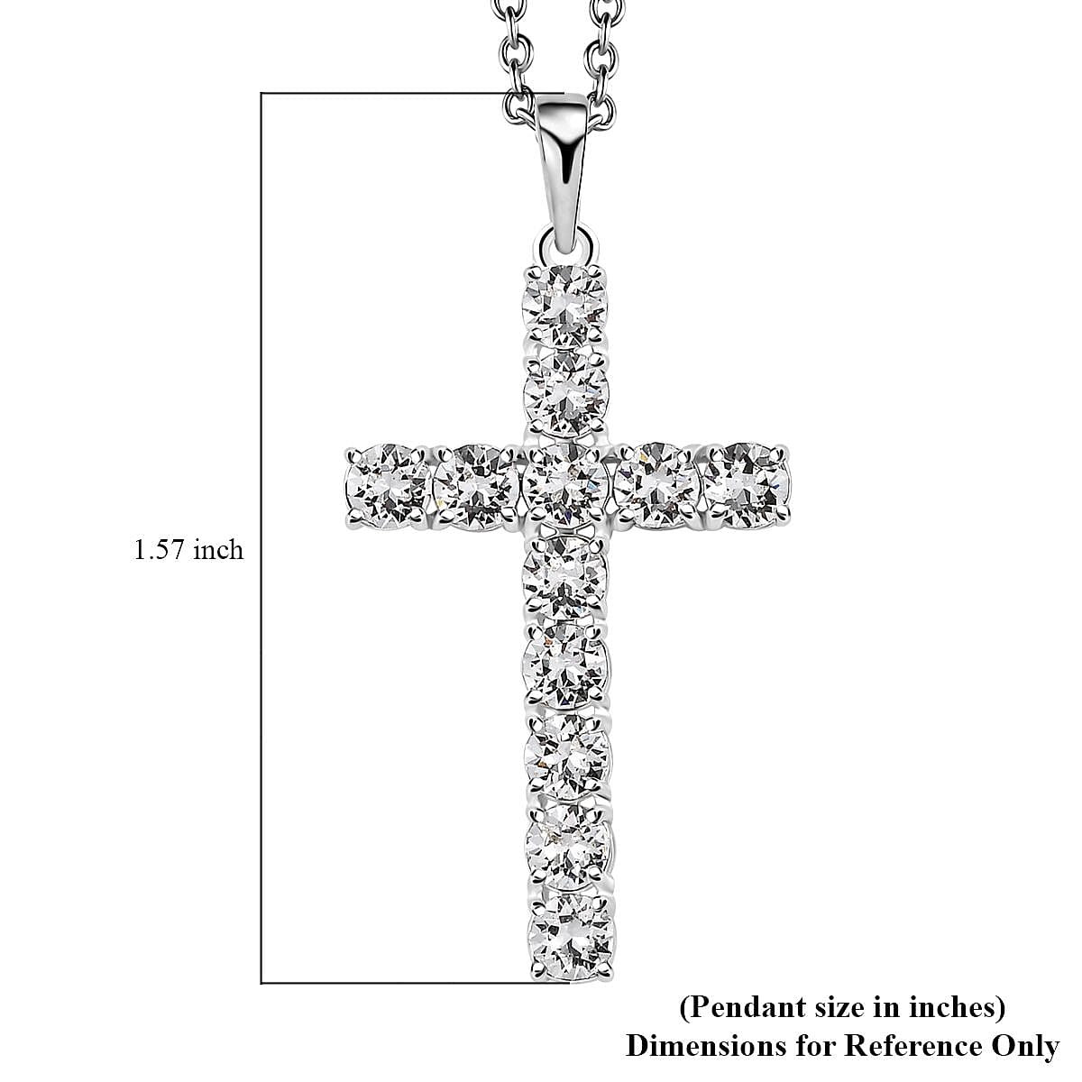 Designer Premium Austrian Crystal Cross Pendant in Sterling Silver with Stainless Steel Necklace 20 Inches image number 4