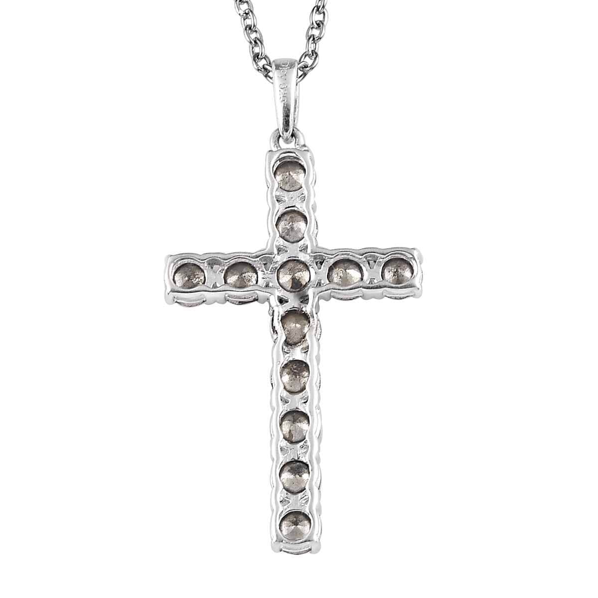 Designer Premium Foilback Amethyst Color Austrian Crystal Cross Pendant in Sterling Silver with Stainless Steel Necklace 20 Inches image number 4