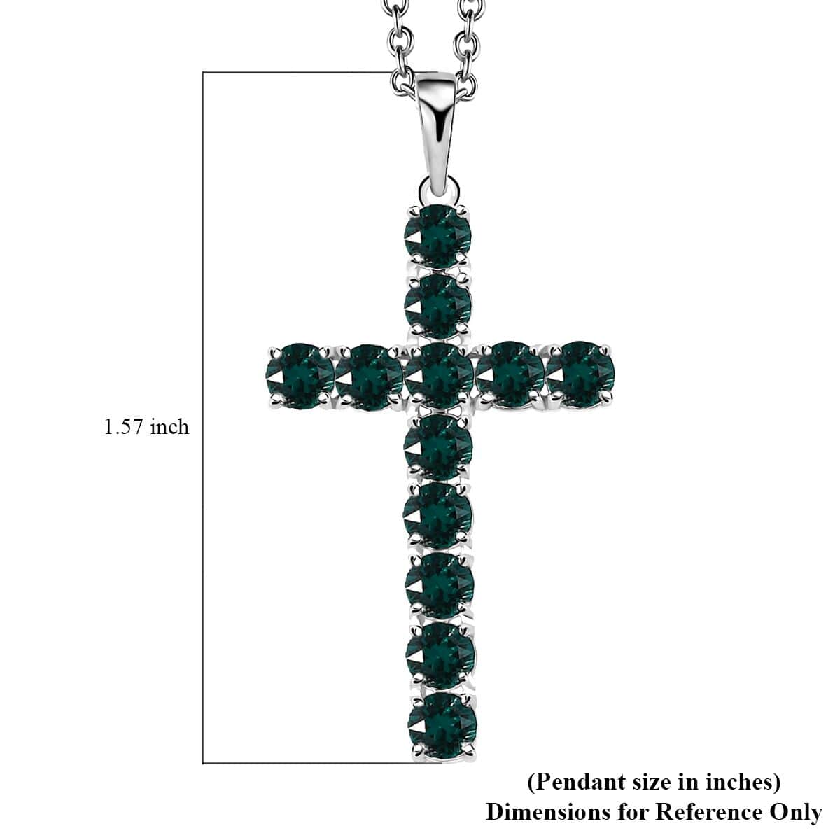 Designer Premium Emerald Color Austrian Crystal Cross Pendant in Sterling Silver with Stainless Steel Necklace 20 Inches image number 5