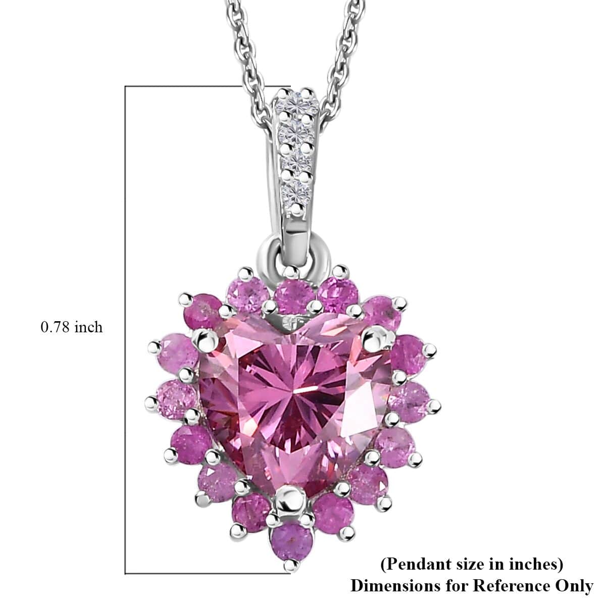 Buy Pink and White Moissanite, Madagascar Pink Sapphire Heart Pendant ...