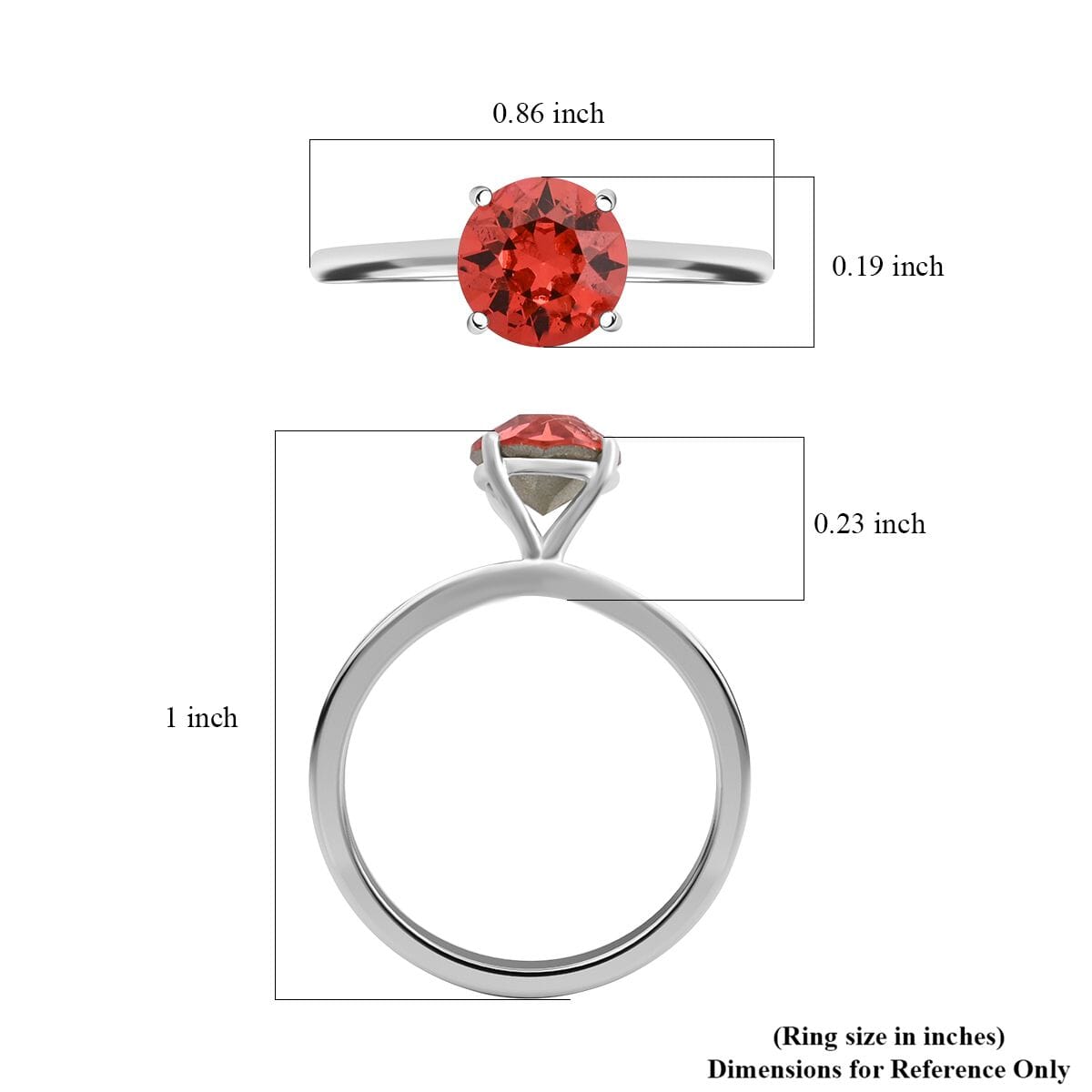Designer Premium Padparasha Austrian Crystal and Simulated Diamond Set of 2 Ring in Sterling Silver (Size 7.0) 0.30 ctw image number 4
