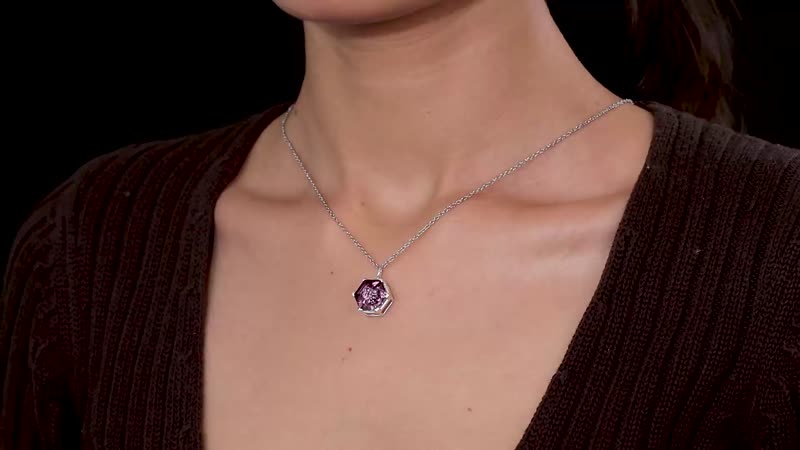 Designer Premium Antique Pink Austrian Crystal Solitaire Pendant in Sterling Silver with Stainless Steel Necklace (20 Inches)
