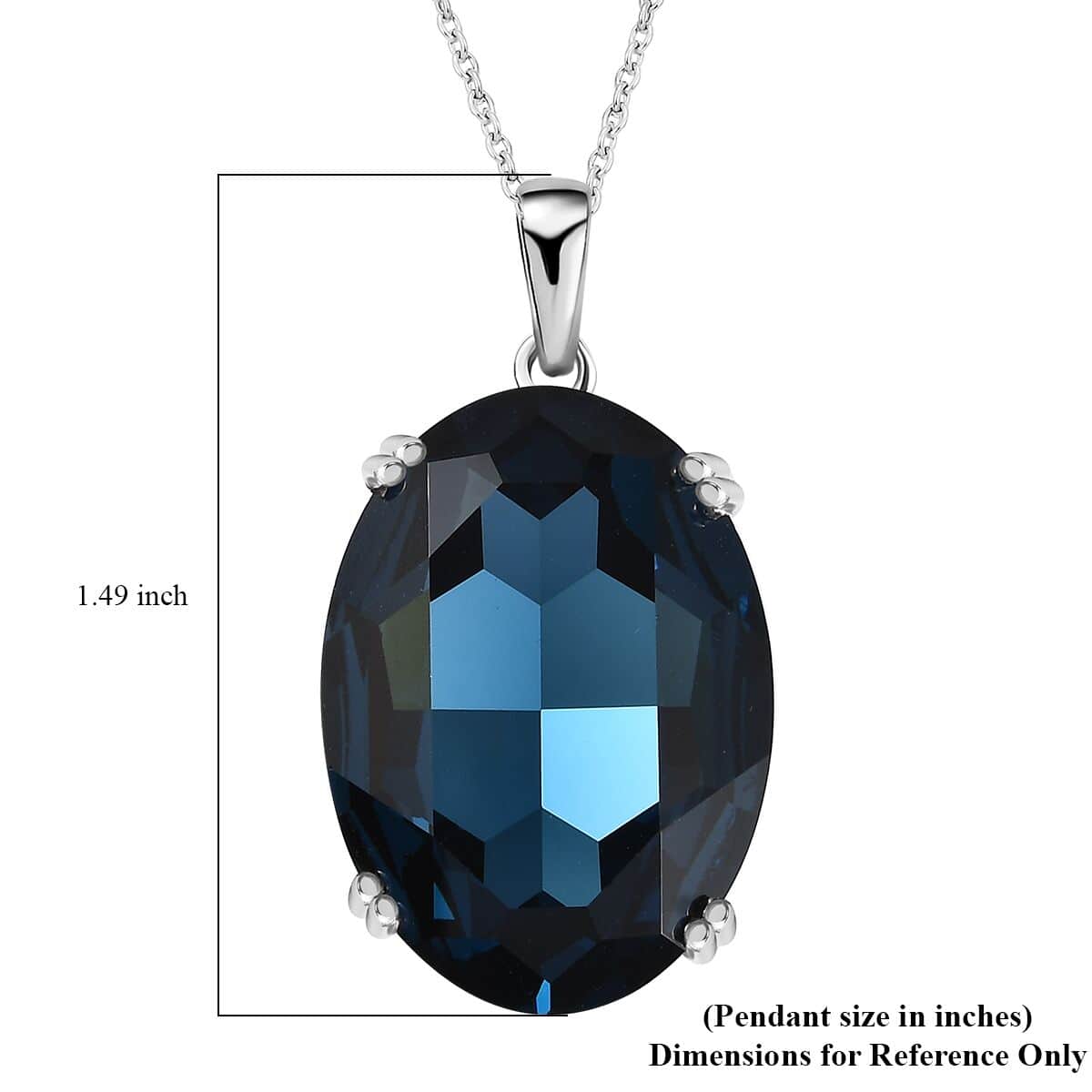 Montana Crystal Solitaire Pendant in Sterling Silver with Stainless Steel Necklace (20 Inches) image number 5