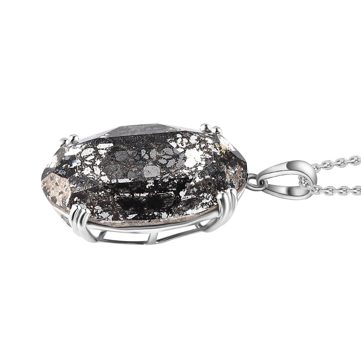 Designer Premium Black Austrian Crystal Solitaire Pendant in Sterling Silver with Stainless Steel Necklace 20 Inches image number 3