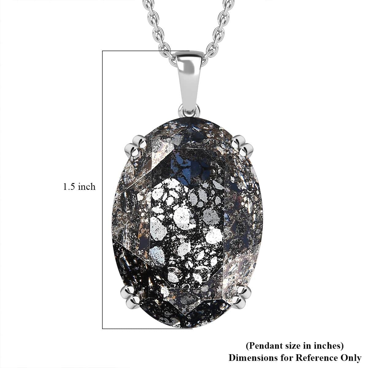 Designer Premium Black Austrian Crystal Solitaire Pendant in Sterling Silver with Stainless Steel Necklace 20 Inches image number 5