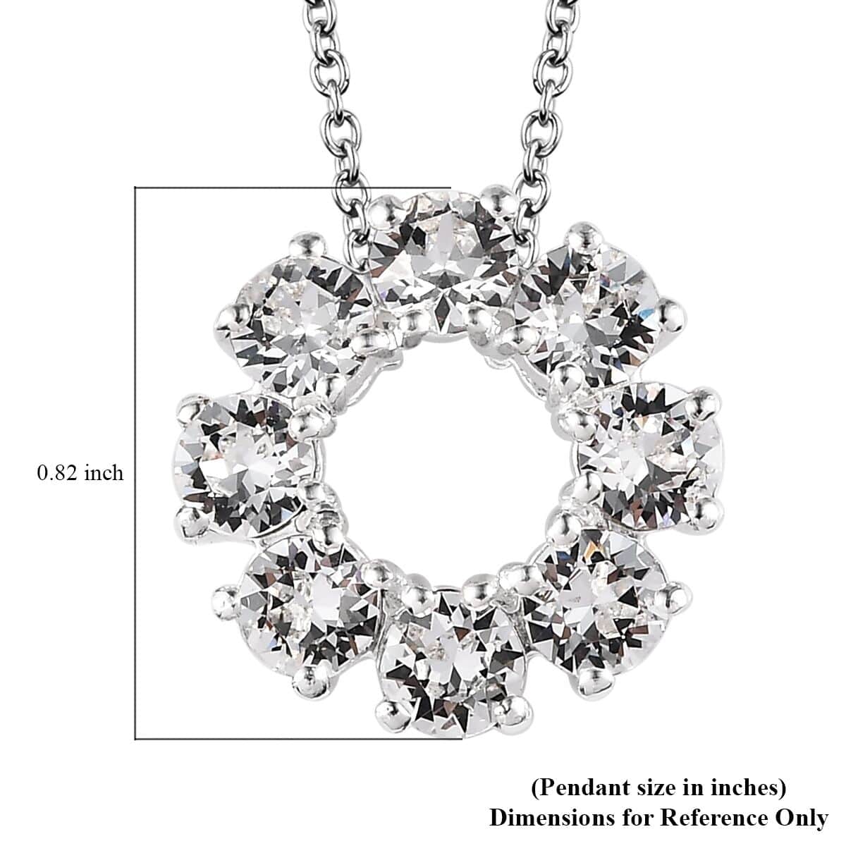 Designer Premium Austrian Crystal Circle Pendant in Sterling Silver with Stainless Steel Necklace 20 Inches image number 5