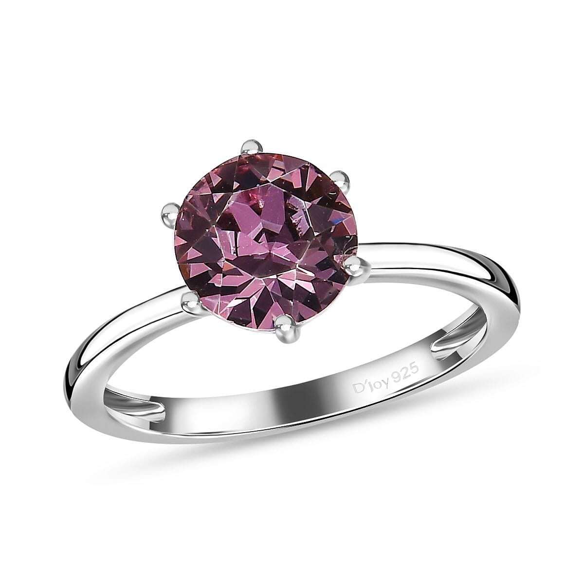 Designer Premium Antique Pink Austrian Crystal Solitaire Ring (Size 9.0) and Solitaire Pendant without Chain in Sterling Silver image number 3