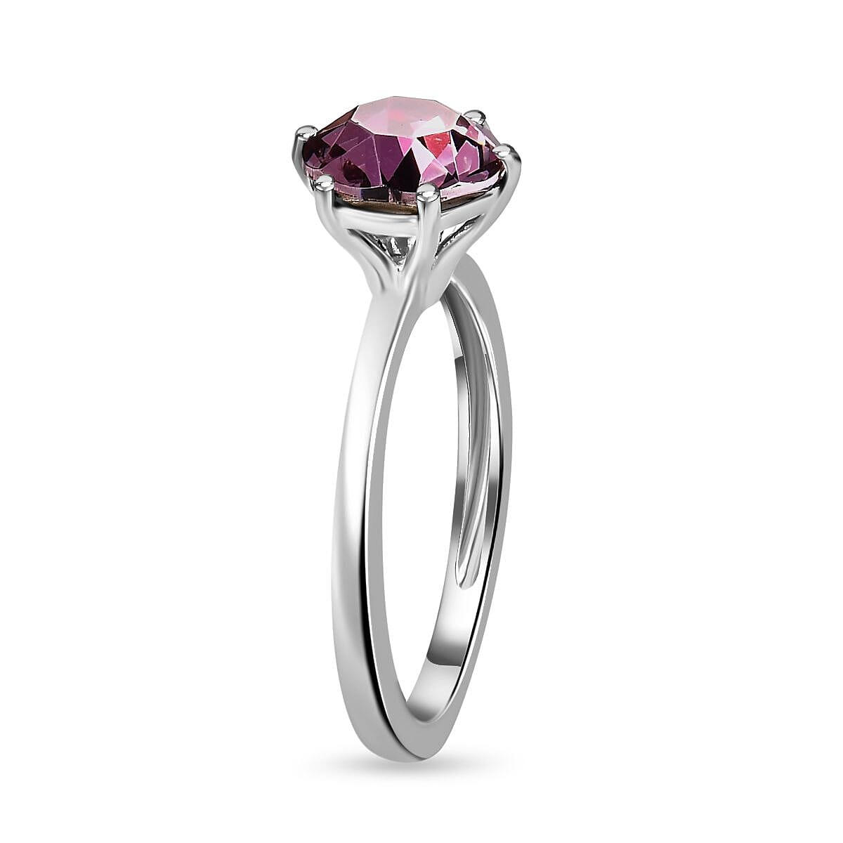 Designer Premium Antique Pink Austrian Crystal Solitaire Ring (Size 9.0) and Solitaire Pendant without Chain in Sterling Silver image number 4