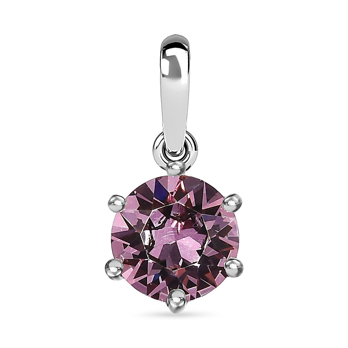 Designer Premium Antique Pink Austrian Crystal Solitaire Ring (Size 9.0) and Solitaire Pendant without Chain in Sterling Silver image number 6