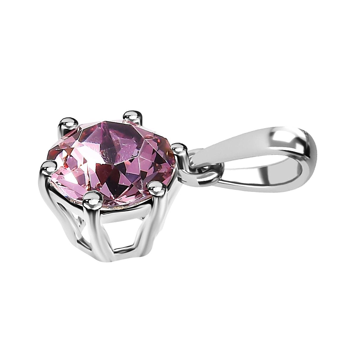 Designer Premium Antique Pink Austrian Crystal Solitaire Ring (Size 9.0) and Solitaire Pendant without Chain in Sterling Silver image number 7