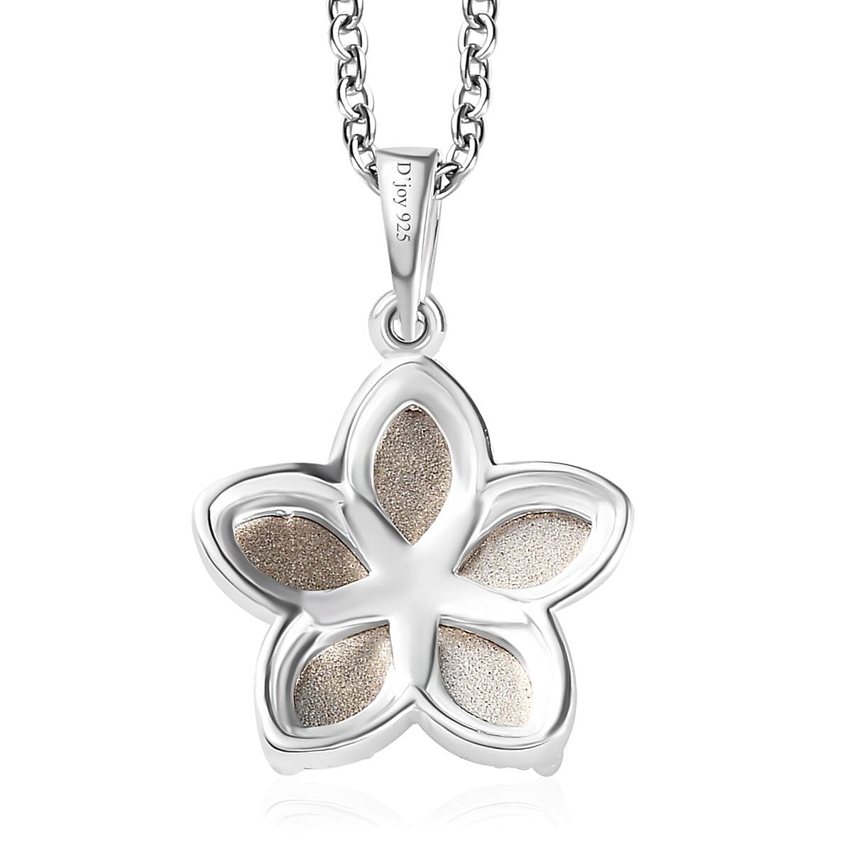 Designer Premium Aurora Borealis Austrian Crystal Flower Pendant in Sterling Silver with Stainless Steel Necklace 20 Inches