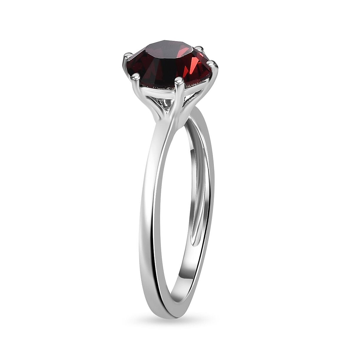 Designer Premium Burgundy Austrian Crystal Solitaire Ring (Size 10.0) and Pendant in Sterling Silver image number 4