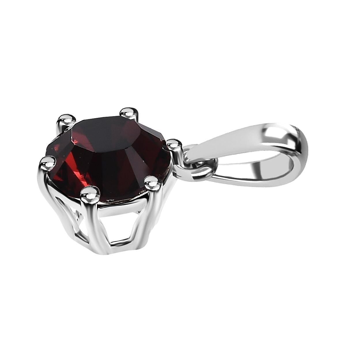 Designer Premium Burgundy Austrian Crystal Solitaire Ring (Size 10.0) and Pendant in Sterling Silver image number 7