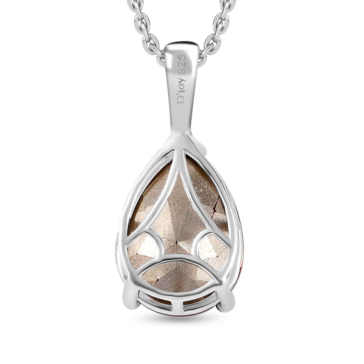 Designer Premium Copper Austrian Crystal Solitaire Pendant in Sterling Silver with Stainless Steel Necklace 20 Inches image number 4