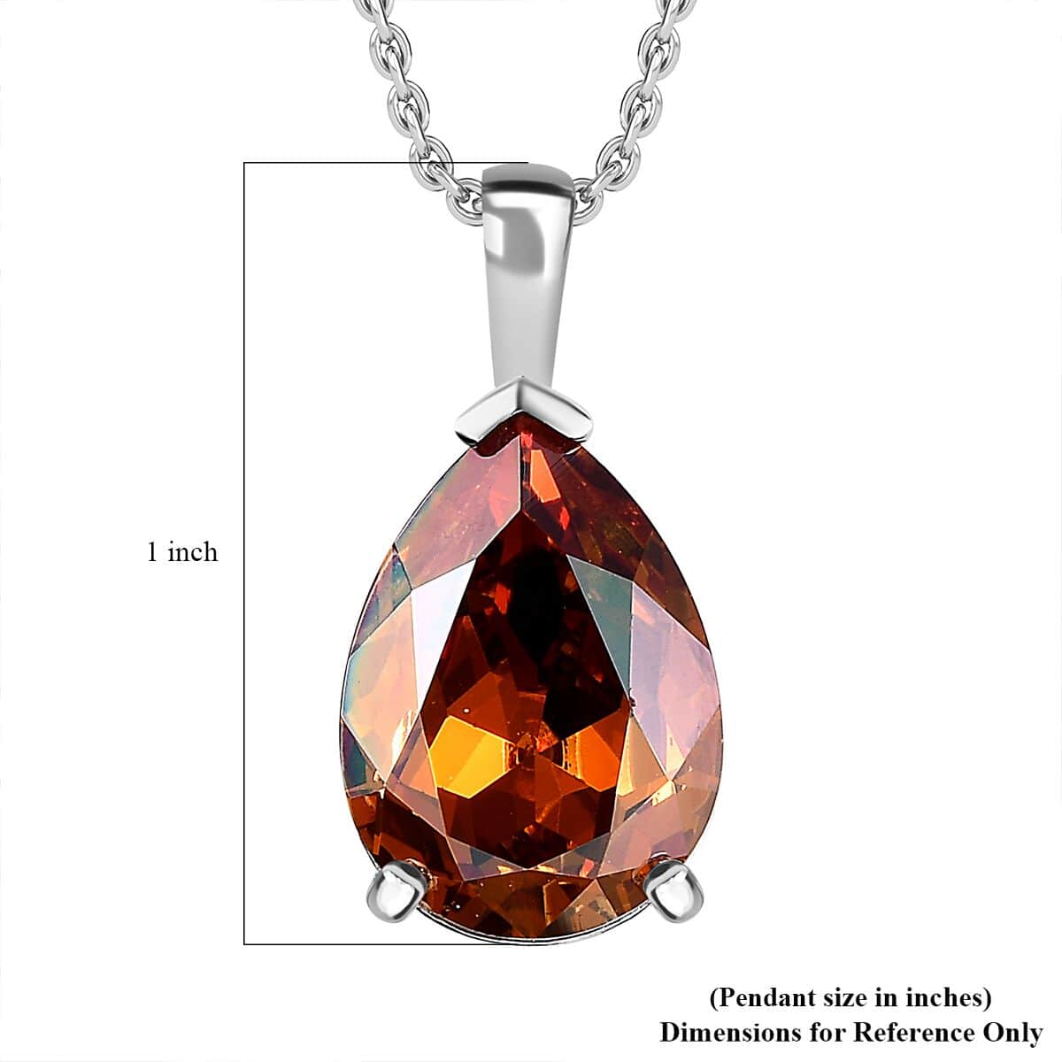 Designer Premium Copper Austrian Crystal Solitaire Pendant in Sterling Silver with Stainless Steel Necklace 20 Inches image number 5