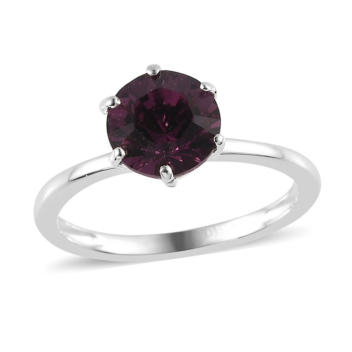Designer Premium Foilback Amethyst Color Austrian Crystal Solitaire Ring (Size 5.00) and Pendant in Sterling Silver